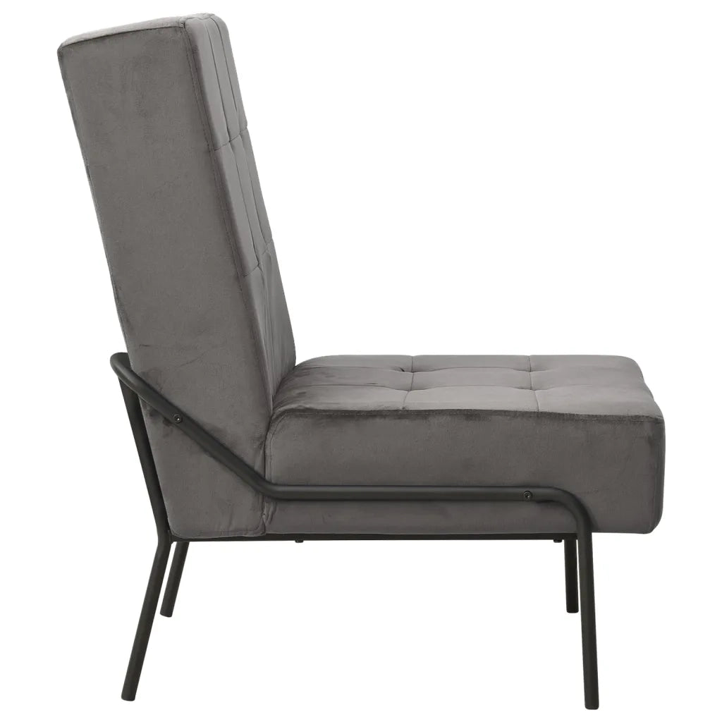 Poltrona Relax | Sedia Relax 65x79x87 cm Grigio Scuro in Velluto