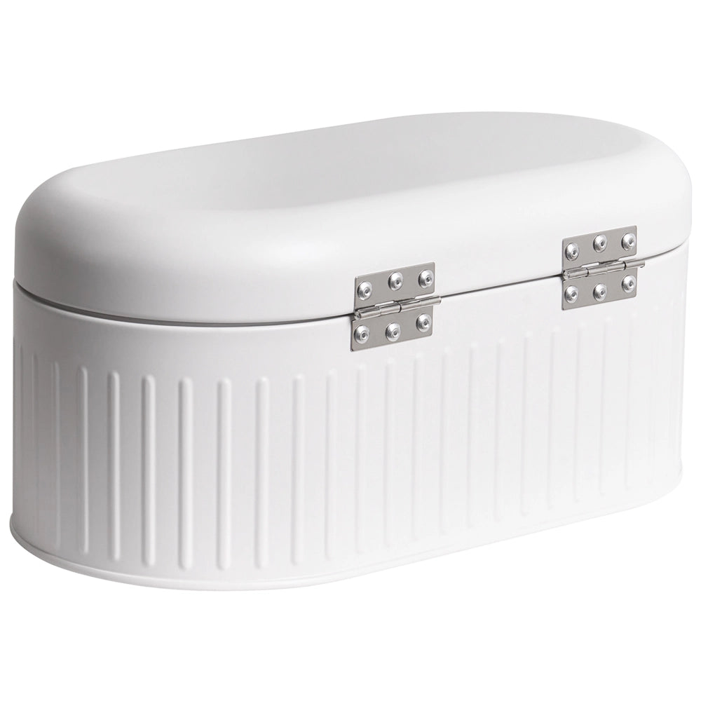 Contenitore per il pane in ferro bianco 33 x 17 x 16 cm decorativo con coperchio per cucina moderna