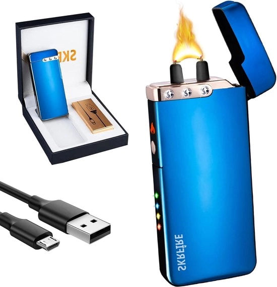 Anastatica a batteria USB - Accendino elettrico impermeabile con 3 pietre (blu)