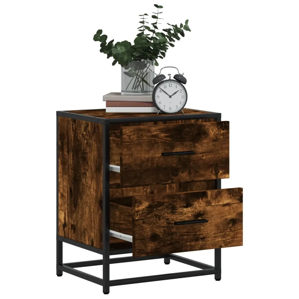 Comodino Rovere Fumo 40x31x50 cm in Truciolato 848678