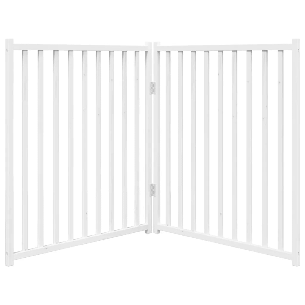 Cancello Cani Pieghevole 2 Pannelli Bianco 160cm Massello Abete 352282
