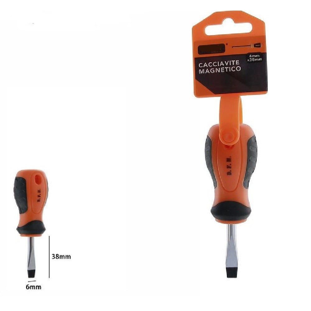 Trade Shop - Cacciavite Giravite Magnetico Punta A Taglio 6x38mm Impugnatura Ergonomica 07422 -