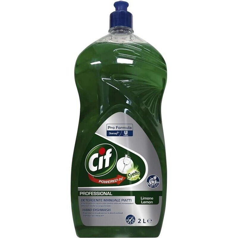 SET 6 CIF DETERGENTE LIQUIDO SGRASSANTE PER PIATTI IN FORMATO DA 2LT AL LIMONE