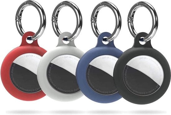 Copertura protettiva per AirTags - 4 pezzi di custodia in silicone con chiave da porta - resistente ai graffi - lavabile - resistente alla sudorazione - assorbimento di shock - copertura per tracker per rimorchio