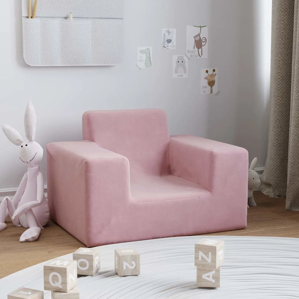 vidaXL Divano per Bambini Rosa in Morbido Peluche