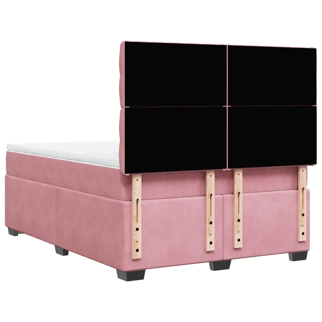 Giroletto a Molle con Materasso Rosa 160x200 cm in Velluto