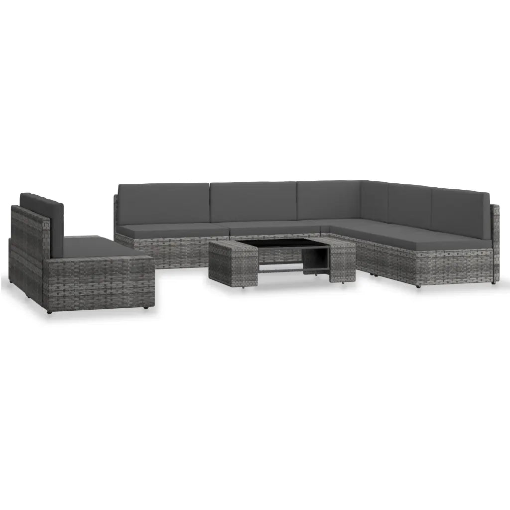Set Divani da Giardino 7 pz in Polyrattan Grigio cod mxl 39713