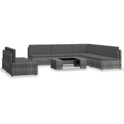 Set Divani da Giardino 7 pz in Polyrattan Grigio cod mxl 39713