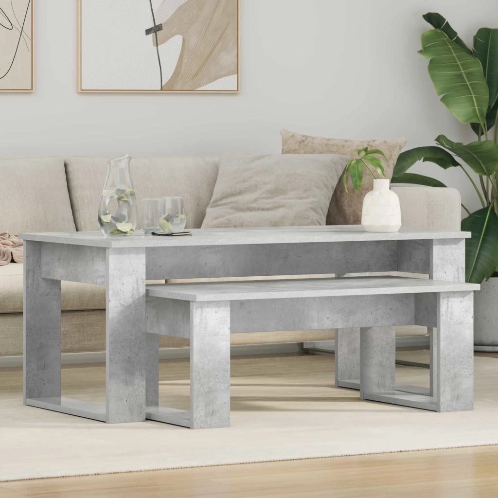 Set di Tavolini da Caffè 2 pcs Grigio cemento Legno multistrato