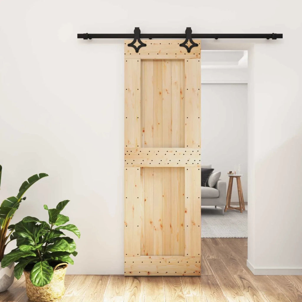 Porta scorrevole Naturale e Nero 70 x 210 cm
