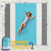 Asciugamano da Spiaggia 200 x 210 cm - Asciugamano Extra Grande per Adulti con 10 Steli & 4 Tasche Angolari - Asciugamano di Panno Rapido per Viaggi di Vacanza Campeggio Escursioni - Verde Menta & Bianco & Grigio