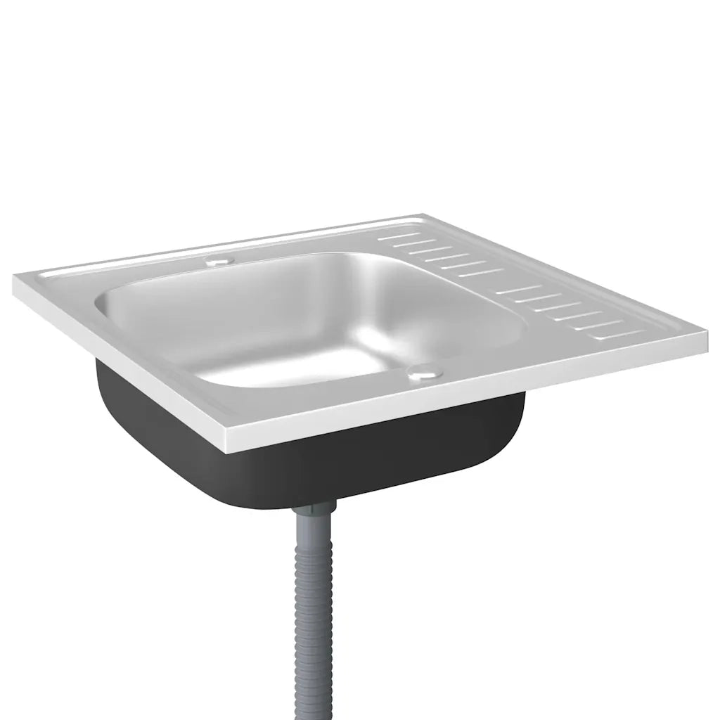 Lavello da Cucina con Scarico Argento 600x600x155 mm Acciaio 147231