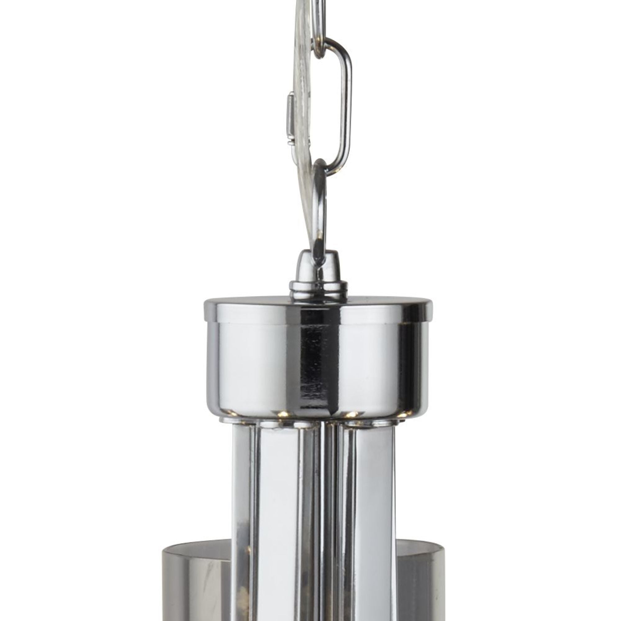 Lampadario Contemporaneo Catalina Acciaio Cromo Vetro Fumè 5 Luci E14