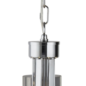 Lampadario Contemporaneo Catalina Acciaio Cromo Vetro Fumè 5 Luci E14