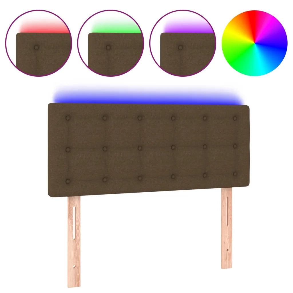 Testiera a LED Marrone Scuro 90x5x78/88 cm in Tessuto