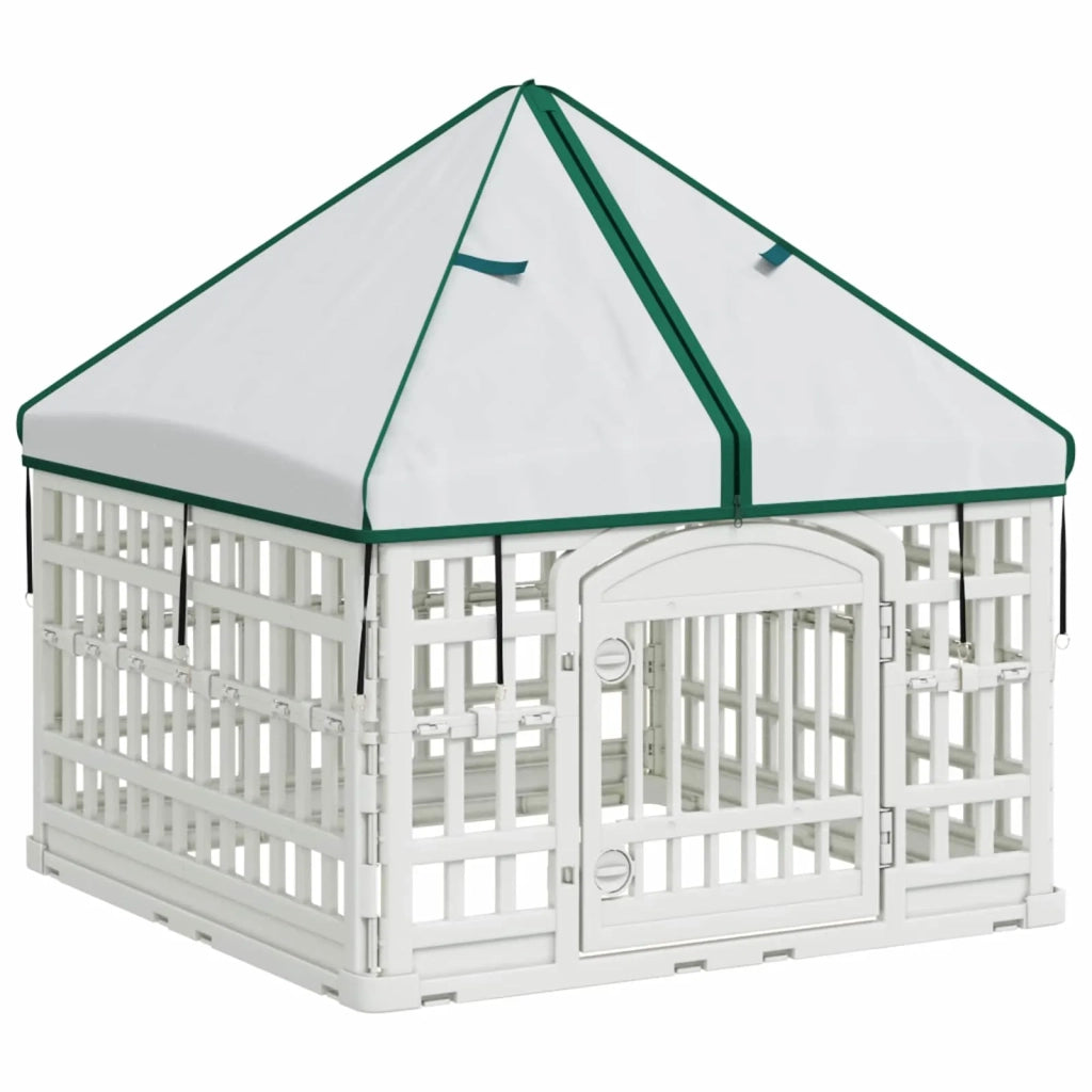 Pannello per cani a 4 sezioni con tetto Bianco 88 x 58 cm 42027220