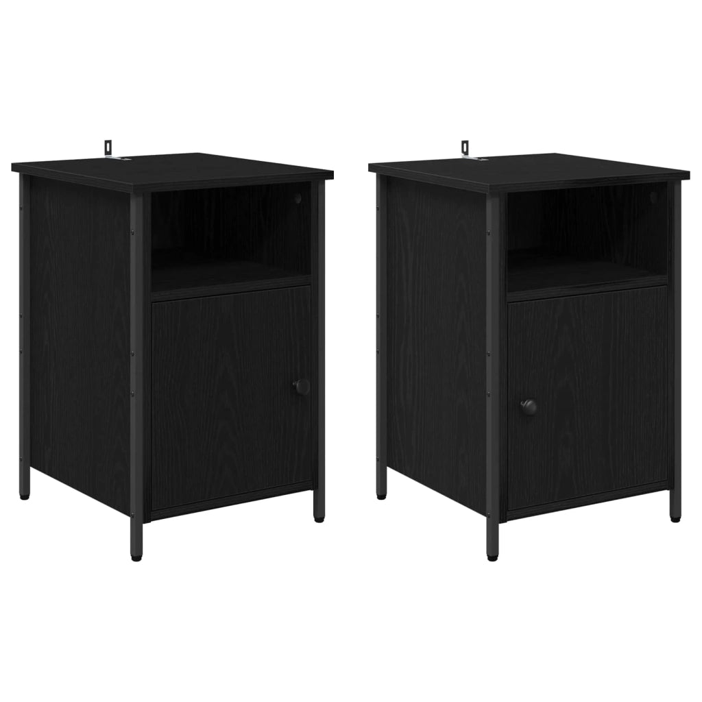 Set di 2 Comodini | Armadio da Notte | Mobiletto da notte Rovere Nero 40 x 42 x 60 cm