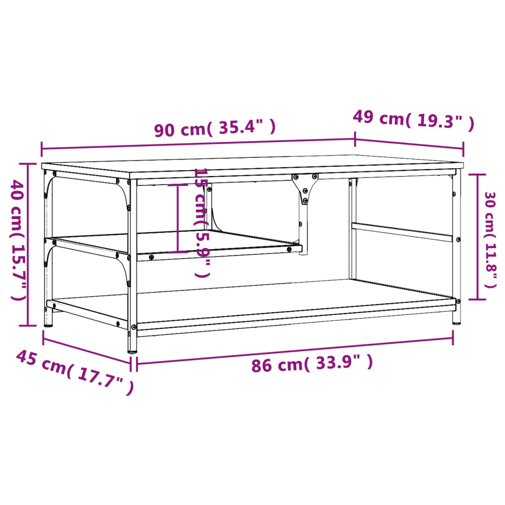 Tavolino da Salotto-Tavolino da soggiorno-Tavolo Rovere Sonoma 90x49x40 cm Legno Multistrato