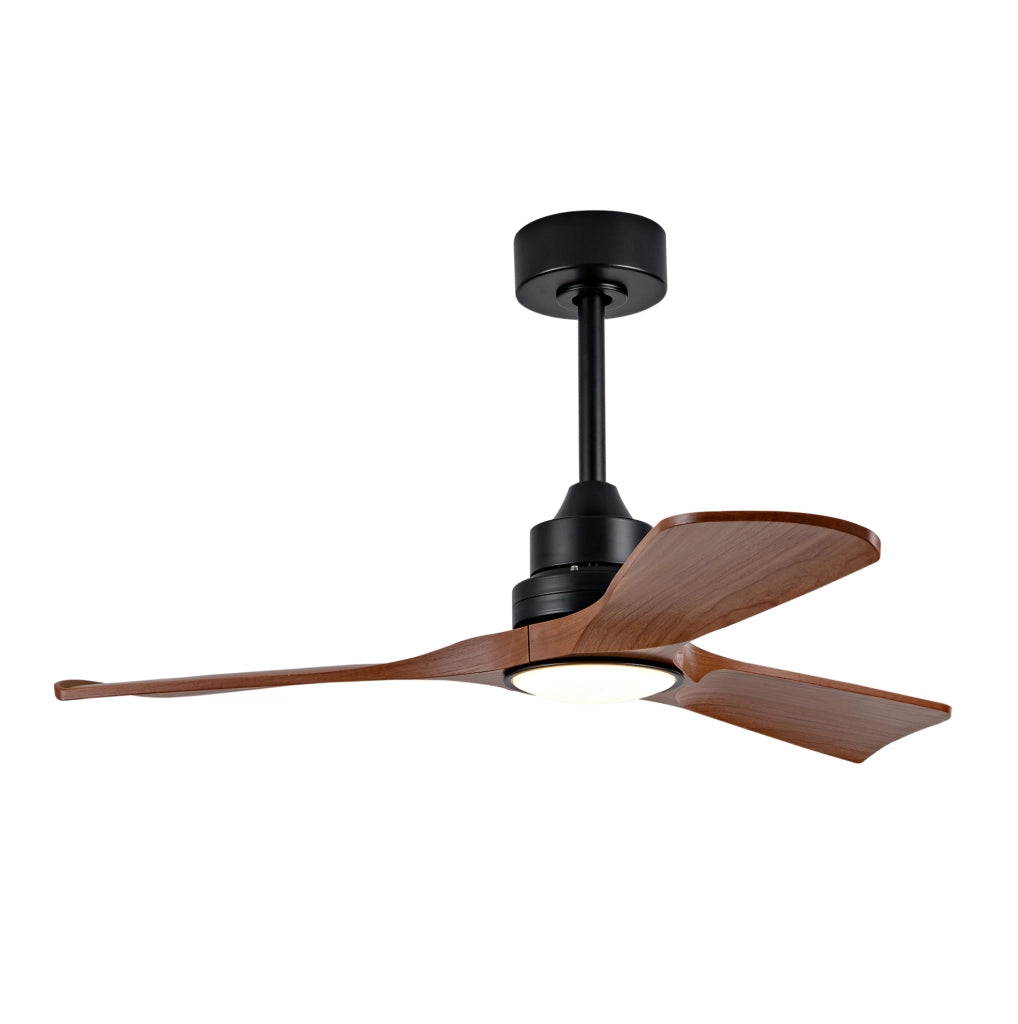Ventilatore da soffitto con luce LED e telecomando, motore DC reversibile, ABS, nero noce scuro