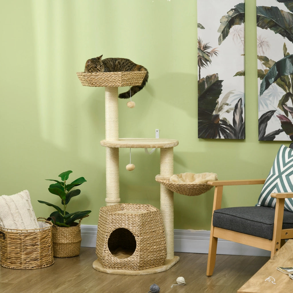 Arbre ¨¤ chat con nicchia, amaca e palle ¨C zephmum ¨C grigio, 119 cm