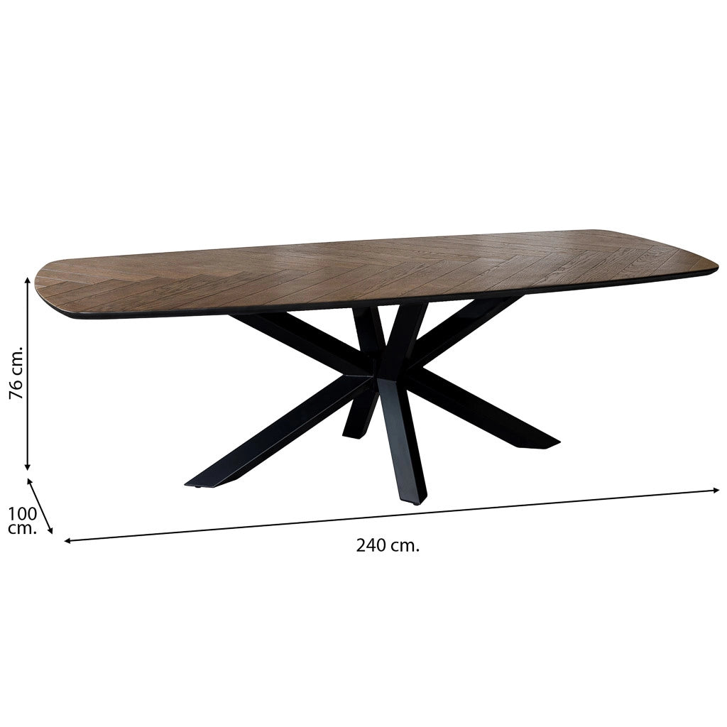 Tavolo da pranzo rettangolare color rovere e noce 240x100x76h cm