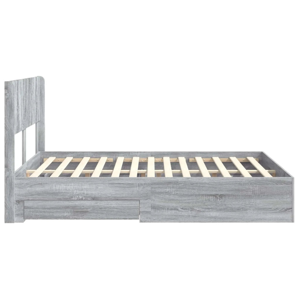 Struttura del letto con stoccaggio e testata-Giroletto con contenitore Sonoma grigio 764409