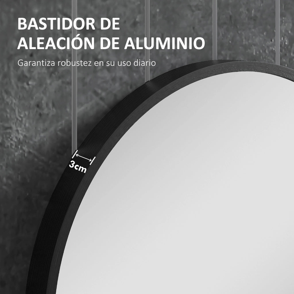 Specchio da Bagno Ovale 40x70 cm ¨C Xylo ¨C Nero con Cornice in Alluminio