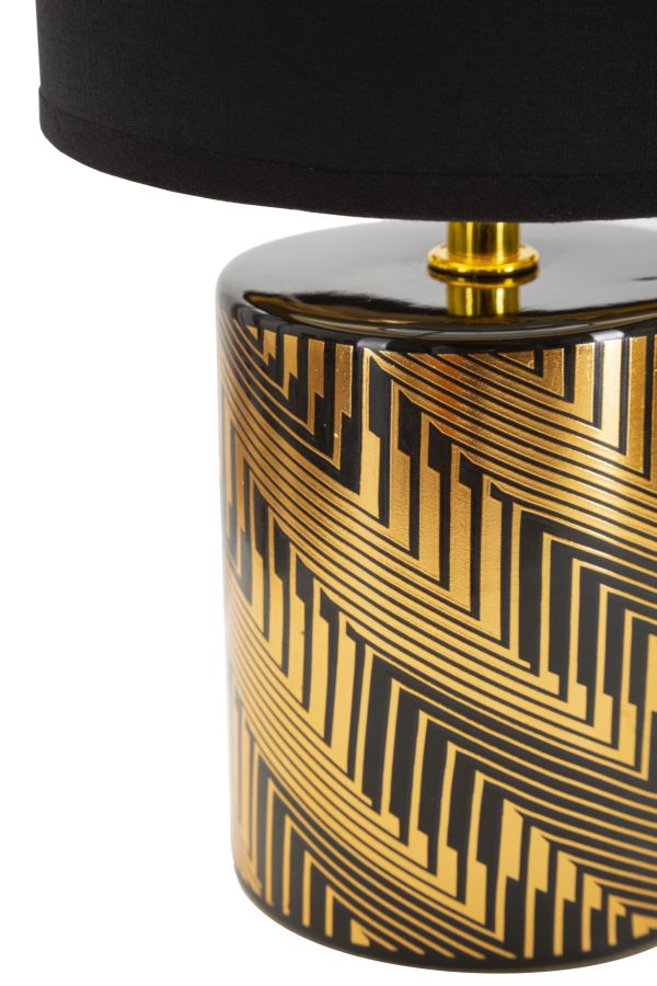 Lampada da Tavolo Glam Dark Ø 15x28 Min 2 cm in Ceramica e Poliestere