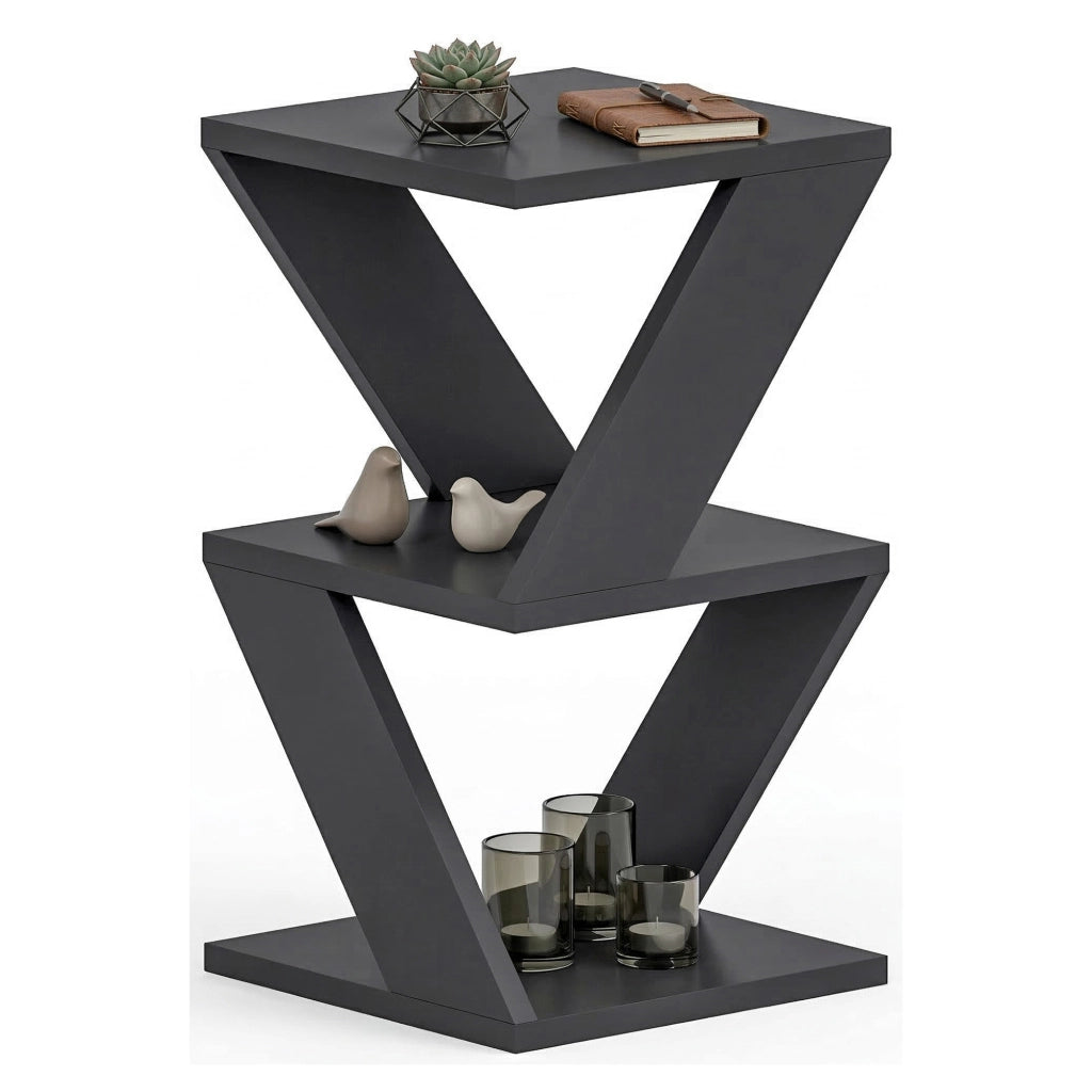 Rubiana, Tavolino da Salotto 2 Vani, 30x30x50h cm Nero