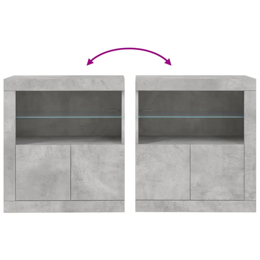 Credenza | Madia | Buffet da pranzo | Armadio da pranzo con Luci LED Grigio Cemento 60,5x37x67 cm