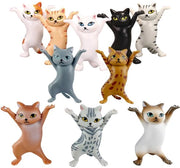 10 pezzi di supporti per penna danzanti gatti, supporti per penna da ufficio, ornamenti gatti modello, regalo per amanti dei gatti, supporto per penna danzanti gatti per decorazioni di scrivania o mensola libri.