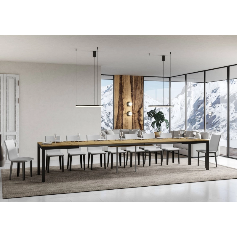 Tavolo allungabile 90x160/420 cm Everyday Evolution telaio Antracite - Quercia Natura
