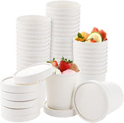 Bicchieri di Carta 50 pezzi 355ml - Bicchiere di Carta con Coperchio - Bicchiere per Minestra - Bicchiere per Bevande da Portata - Bicchiere per Cibo da Portata - Bicchiere di Alta Qualità in Carta Kraft