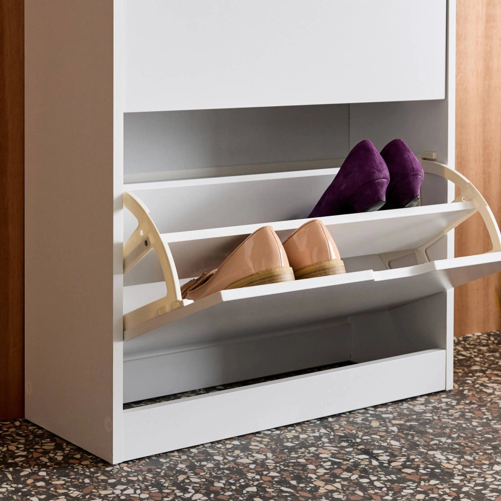 Scarpiera in legno, 3 ante, bianco