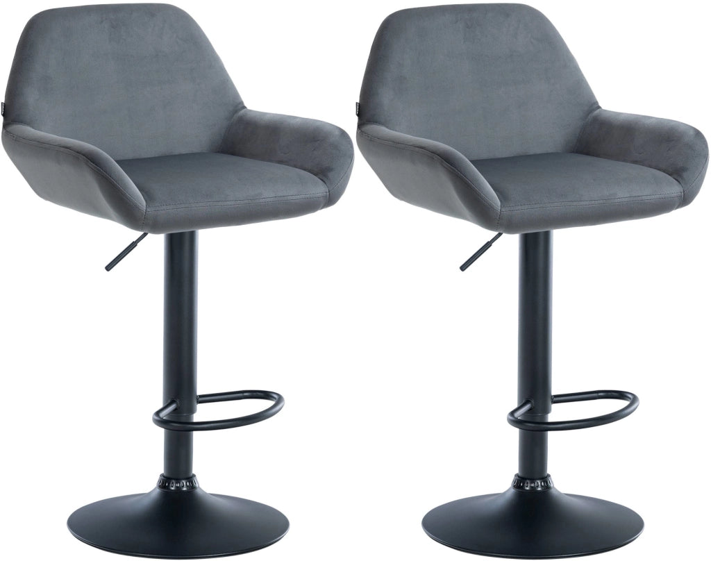 Set di 2 sgabelli da bar Braga velluto nero 4