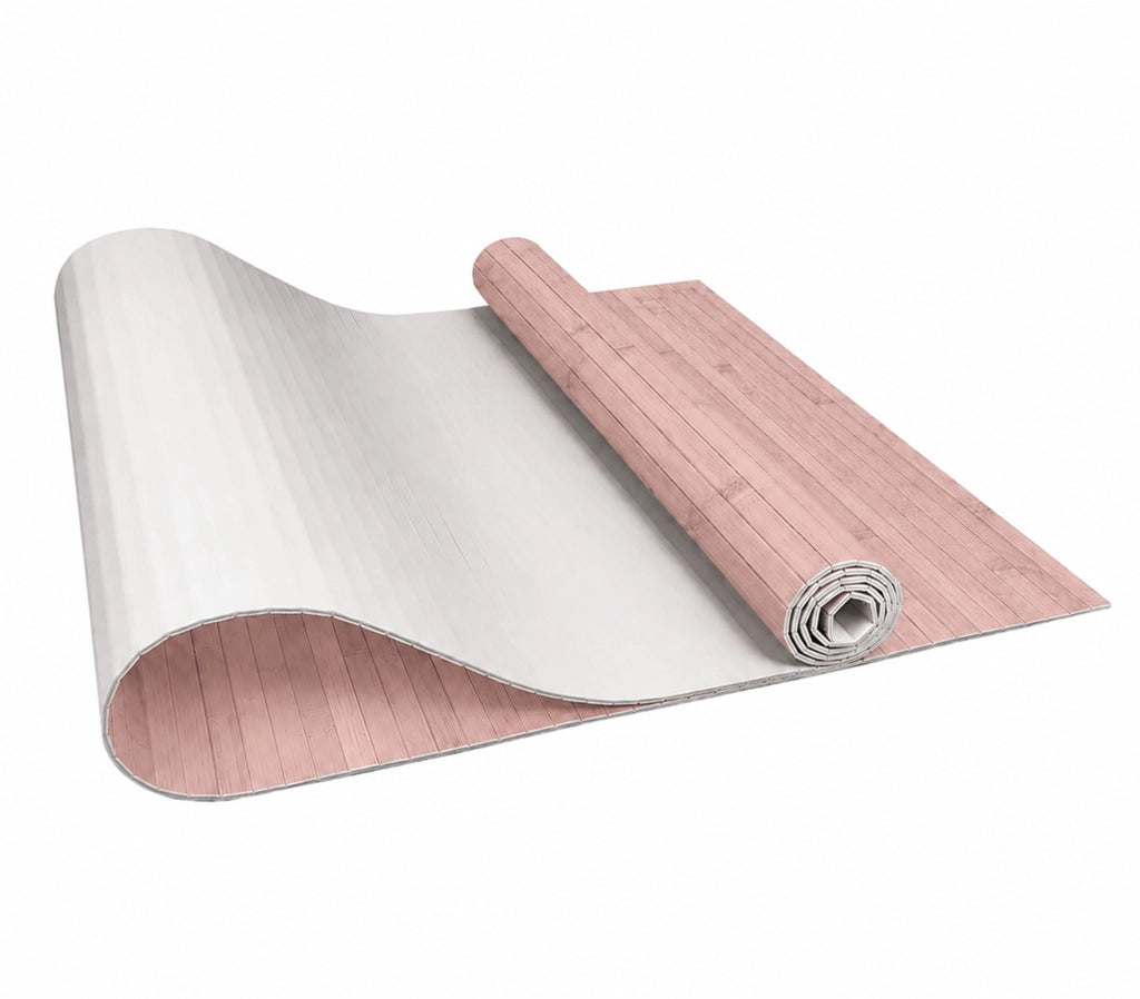 Tappeto Passatoia In Vero Bamboo Tappeto Cucina Ingresso In Legno Antiscivolo Aderente Lavabile E Antimacchia Tagliabile  Rosa - 50x100 cm