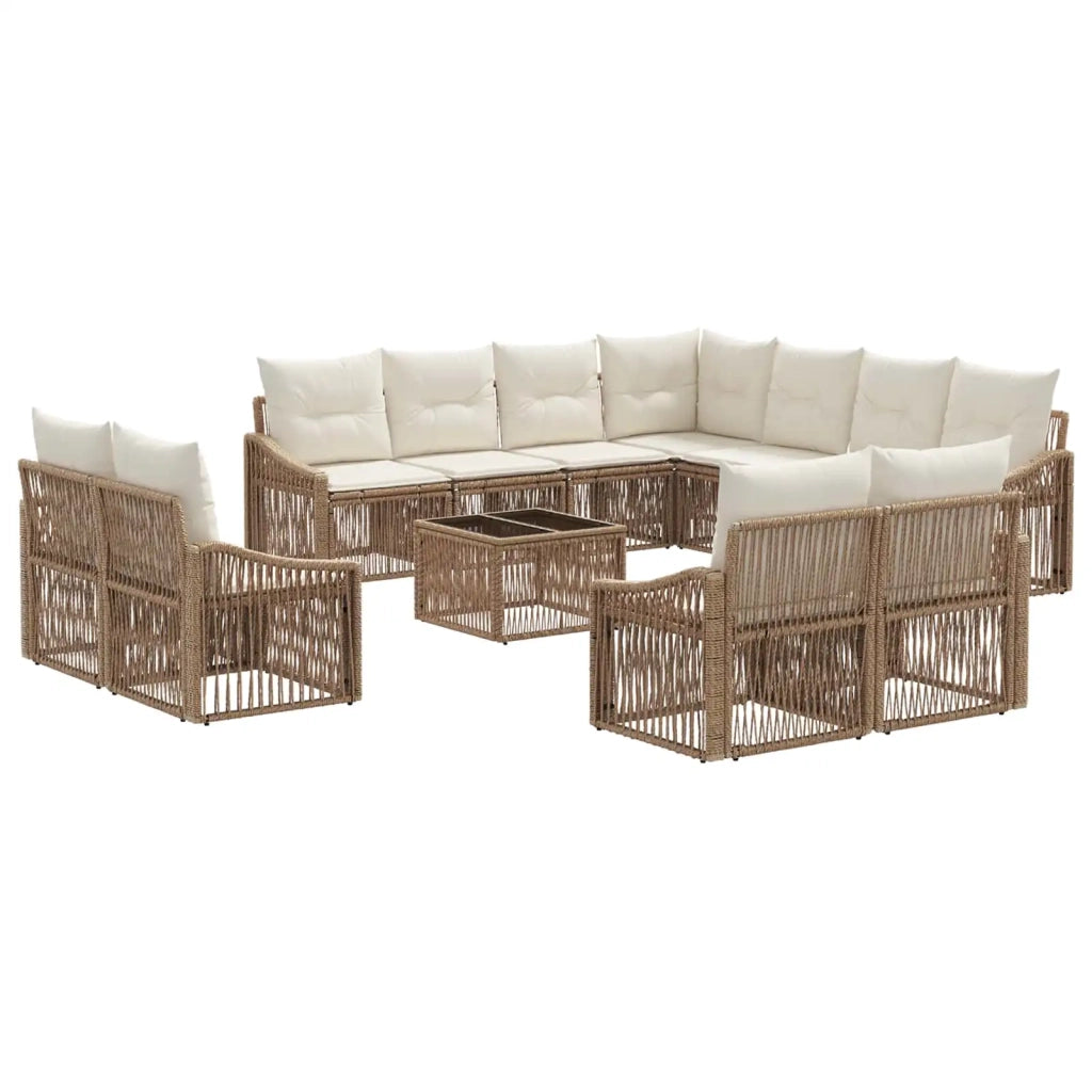 Set Divano da Giardino 12 pcs Beige polyrattan 3436179