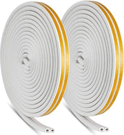 Tappetino di sigillatura per porte - sigillature autoadesive per porte e finestre - profilo D - sigillatura in gomma - protezione dalle fessure di finestre contro il vento freddo e il rumore - 2 rotoli - 20 metri - bianco