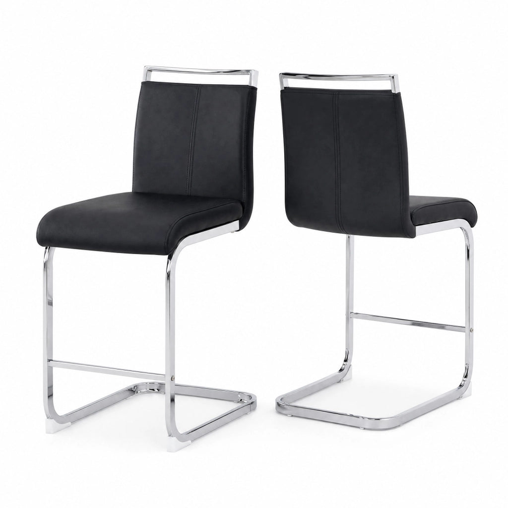 Set di 2 sgabelli da bar in PU nero con gambe argento