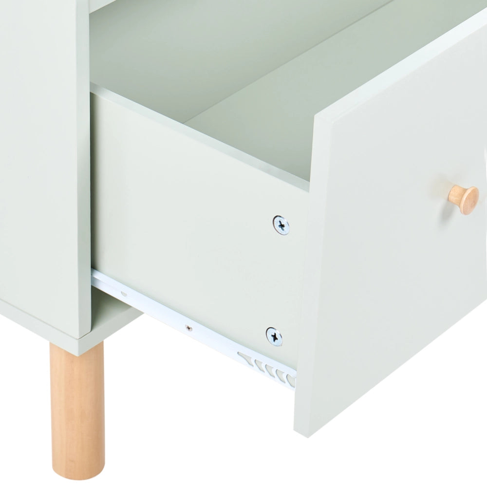 Libreria a 3 ripiani verde chiaro gambe in legno di pino MDF contenitore per sala giochi camera dei bambini