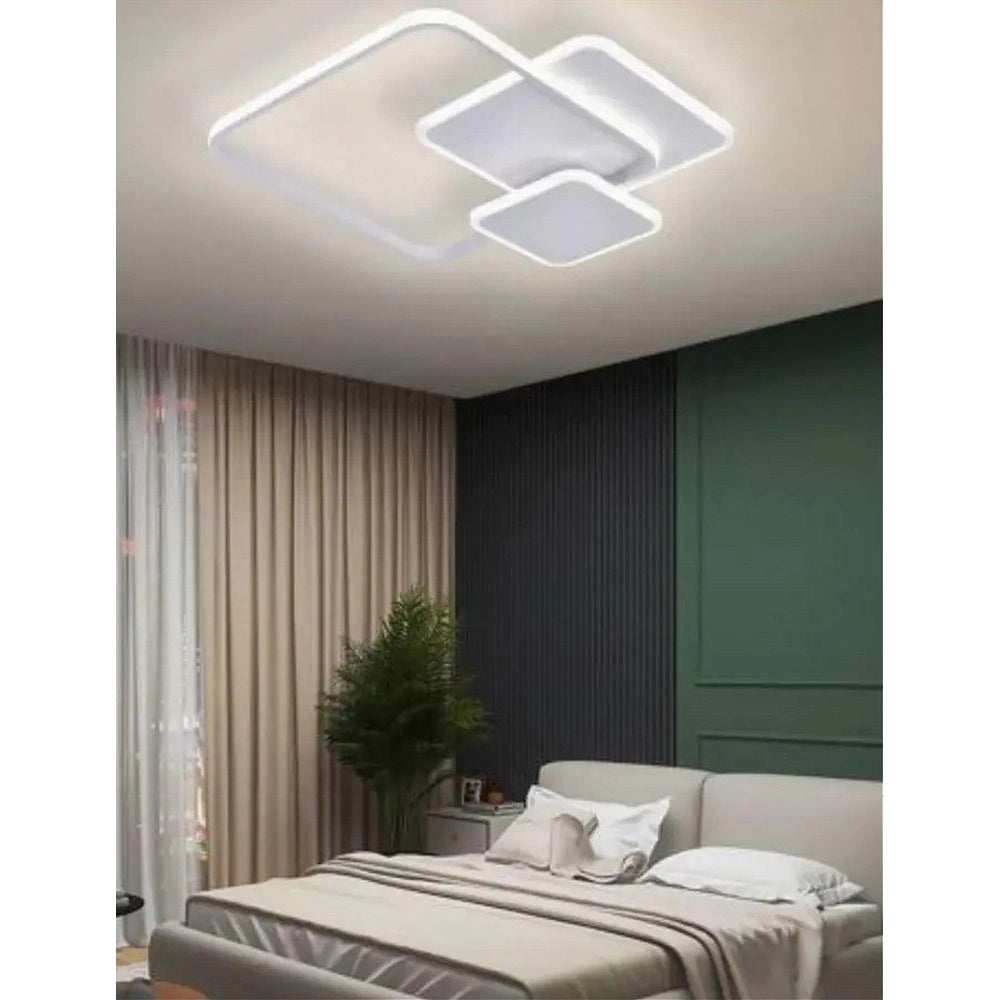 Trade Shop - Plafoniera Luce Fredda Led Quadrata 50w Lampadario Soffitto Bianco Moderno 50064 -