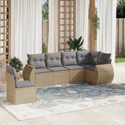 Set Divano da Giardino 6 pz con Cuscini Beige in Polyrattancod mxl 117074