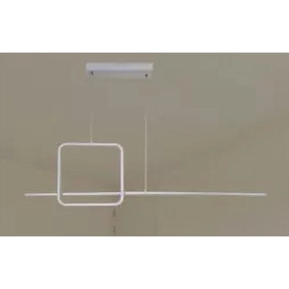 Trade Shop - Lampadario A Sospensione Led 48w Design Quadrato Linea Bianco Ip20 Luce 6500k 33542 -