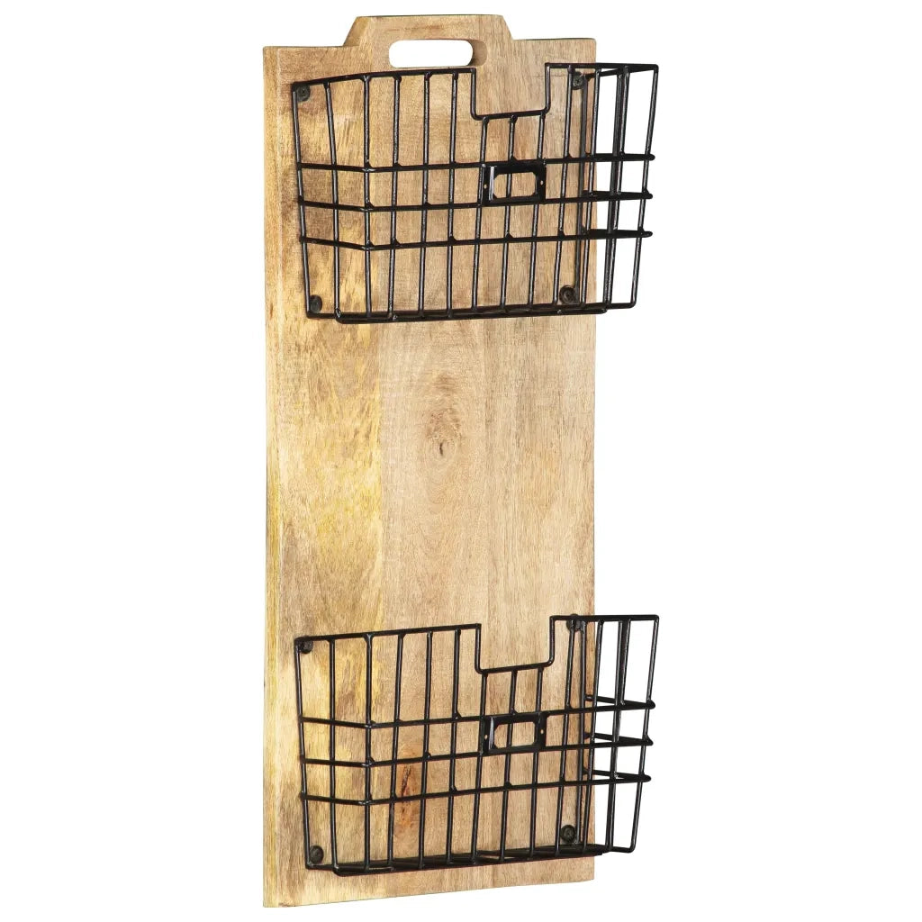 Portariviste a Parete 33x10x67 cm in Massello di Mango Grezzo 285878