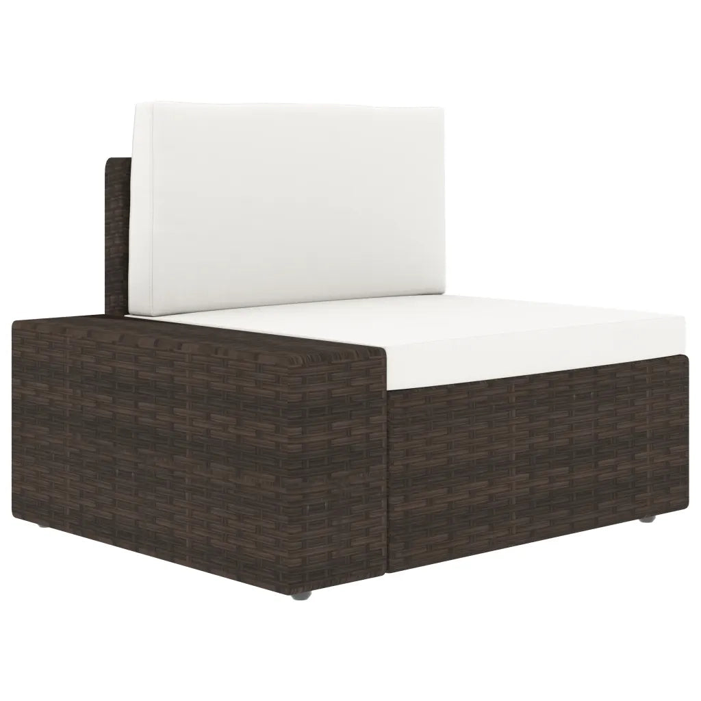 Divano Modulare a 2 Posti in Polyrattan Marrone
