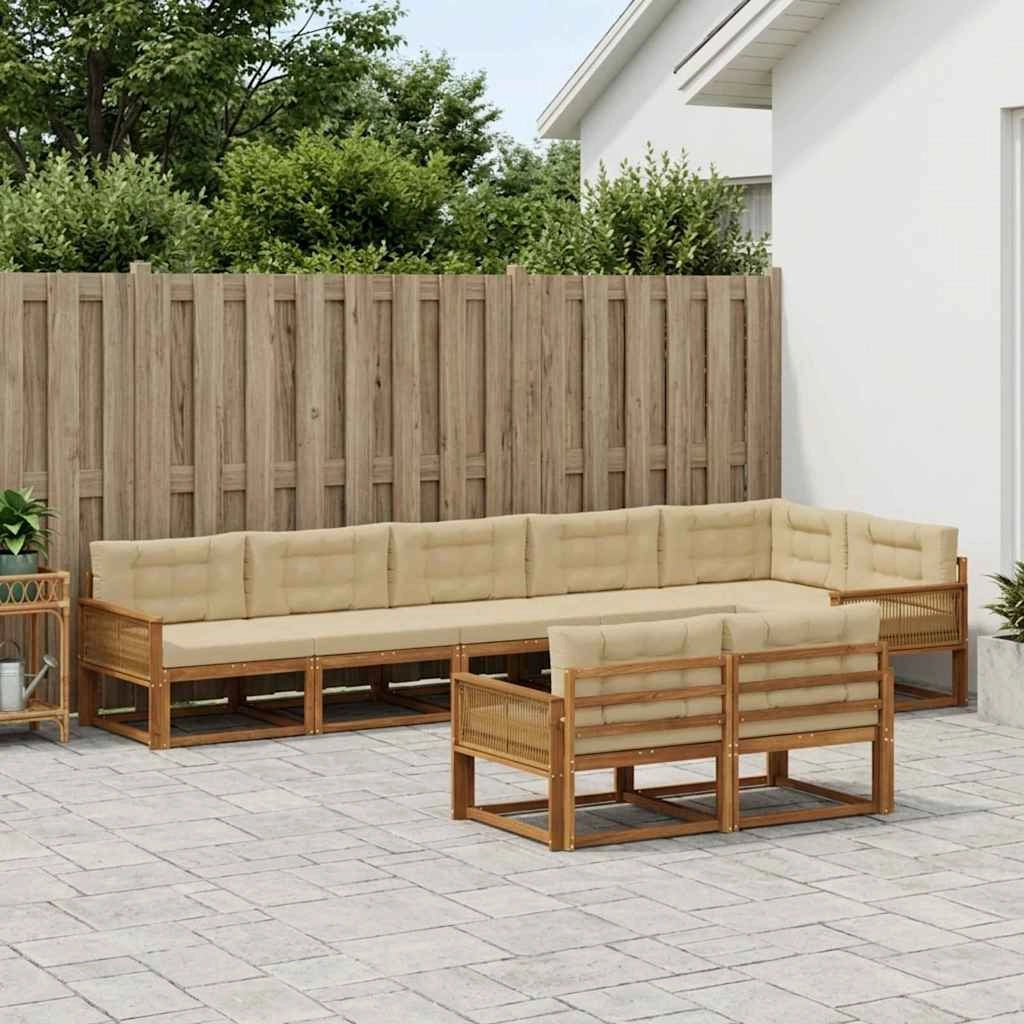 Set di divani da esterno 8 pz Naturale e Beige 3382671