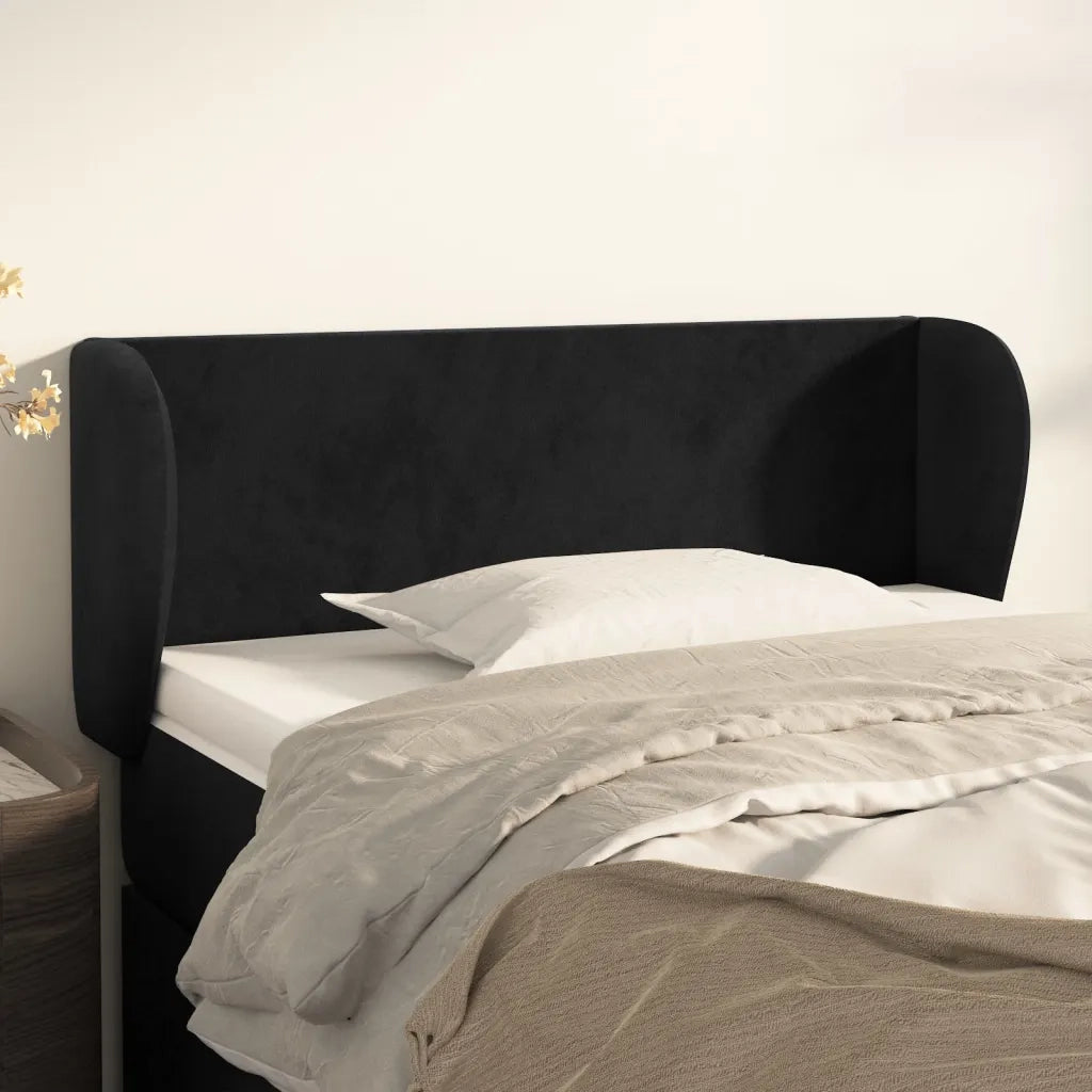 Testiera | Testata ad Orecchio Nera 93x23x78/88 cm in Velluto