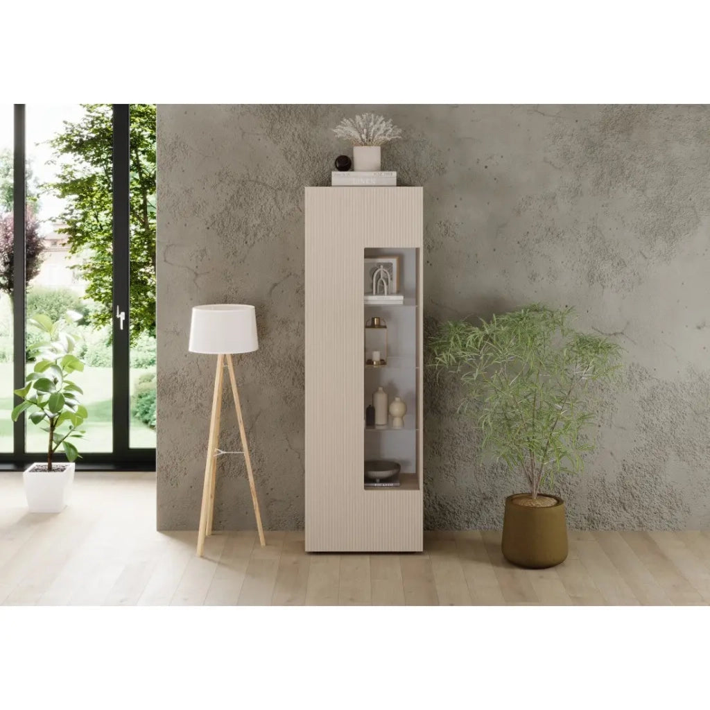 Vetrina SCENA – L60 x H187 x P42 cm – 1 porta – Colore Cashmere