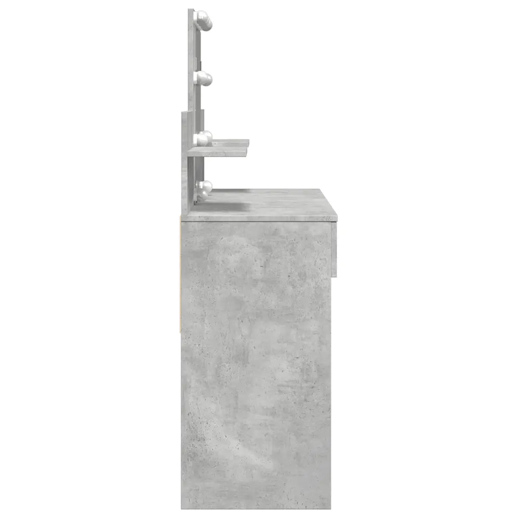 Toeletta | Tavolo da Trucco con LED Grigio Cemento 100x40x130 cm