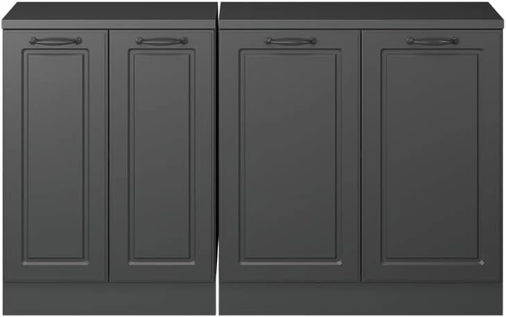Set di mobili sottotetto Rion, Antracite casa di campagna, 140 cm Set di 2 carcasse armadio profondità 60 cm, adatto per il salvaspazio sotto tetti spioventi